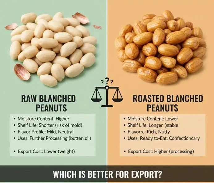 Raw vs Roasted Blanched Peanuts: Which is Better for Export?